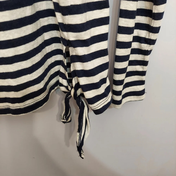 J crew mercantile striped tie long sleeve basic navy blue white easy effortless - Picture 3 of 7